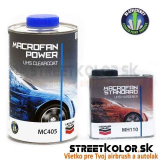 Čirý lak Lechler MC405 POWER UHS LAK, 1l laku + 0,5l tužidla + ředidlo (Lechler MC405 MACROFAN POWER UHS CLEARCOAT 1L +  LECHLER MACROFAN UHS HARDER 0,5L)