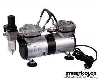 Dvouválcový airbrush kompresor HSENG AS19-2, 40l/min.