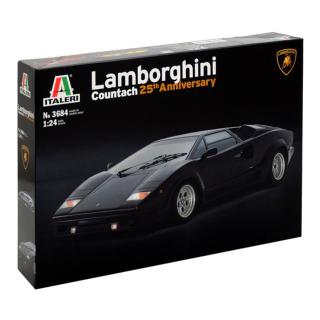 Italeri LAMBORGHINI COUNTACH 25th Anniversary Model Set auta 1:24, ??? dielov (LAMBORGHINI COUNTACH 25th Anniversary PLASTIC MODEL 1:24, Model No.: 3684)