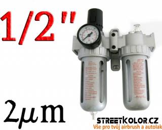 Jednotka úpravy vzduchu, vnitřní závit:1/2&quot; - regulátor, filtr, olejovač, 2µm