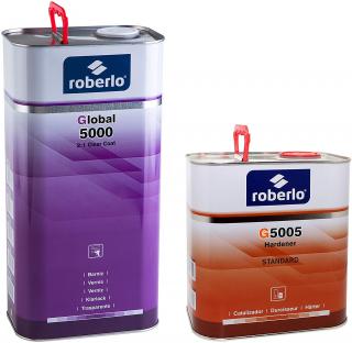 Lesklý čirý lak ROBERLO GLOBAL 5000 2: 1, 5L laku + 2,5L tužidla + 500ml ředidla