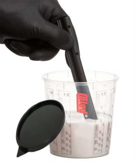 Míchací sklenice s víčkem 350 ml -  Na míchání barev a laků + míchadlo (COLAD MIX CUP + LID + TURBOMIX - Míchací pohár s víčkem 350 ml )
