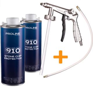 Ochrana podvozků a karosérií PROLINE 910 - bílý 2 kg + stříkací pistole PS-6 (2 x PROLINE 910 STONE CHIP PROTECTOR WHITE + UNDERCOATING GUN)