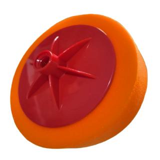 Oranžová leštící houbička hladká se závitem M14, Ø 150mm, tloušťka 5 cm (Hubka.M14.hladka)
