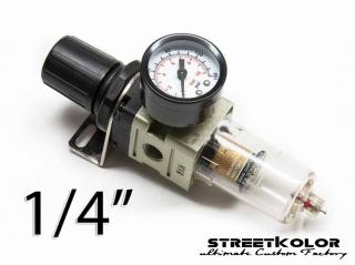 Regulátor tlaku s filtrem, automatický vypouštěcí ventil, vnitřní závit: 1/4&quot;