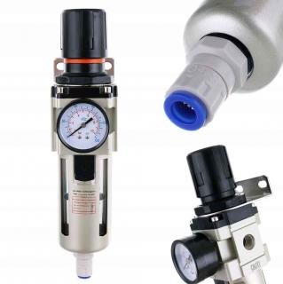Regulátor tlaku s filtrem AW4000-04D, Závit: 1/2 , autovypouštěcí ventil, 5 mik (AW4000-04D s autovypouštěním při naplnění)