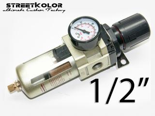 Regulátor tlaku s filtrem Závit:1/2 , autovypouštěcí ventil (s autovypouštěním při naplnění)