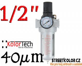 Regulátor tlaku vzduchu s filtrem, vnitřní závit:1/2&quot;, Filtrace: 40 mikronů