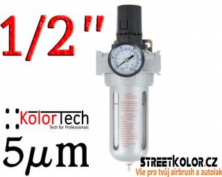 Regulátor tlaku vzduchu s filtrem, vnitřní závit:1/2&quot;, Filtrace: 5 mikronů