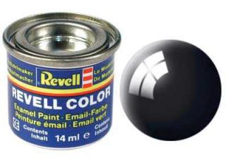REVELL 07 černá lesklá syntetická modelářská barva (RAL9005), 14ml (REVELL 32107 BLACK GLOSS 14ml 0,47fl oz EMAIL COLOR)