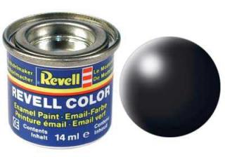 REVELL 302 Hedvábná černá syntetická polomatná modelářská barva (RAL9005), 14ml (REVELL 32302 BLACK SILK 14ml 0,47fl oz EMAIL COLOR)