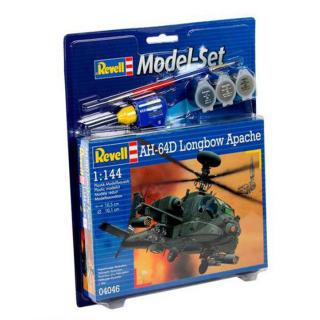 Revell AH-64D Longbow Apache Model Set vrtulník 1:144, 79 dílů + barvy + lepidlo + štětec (Revell AH-64D Longbow Apache 1:144, 10,5x10,1cm, Model No.: 04046)