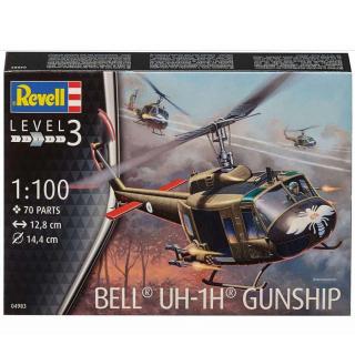 Revell Bell UH-1H Gunship Model Set vrtulník 1:100, 70 dílů (Revell Bell UH-1H Gunship 1:100, 12,8x14,4cm, Model No.: 04983)
