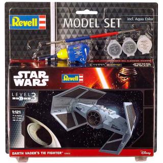 Revell Darth Vader's TIE Fighter Model Set vesmírné lodi 1:121, 21 dílů + barvy + lepidlo + štětec (Revell Star Wars Darth Vader's TIE Fighter 1:121, 7,1x8,1cm, Model No.: 63602)