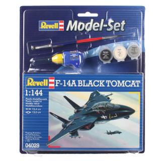 Revell F-14A Black Tomcat  BLACK BUNNY  Model Set letadla 1:144, 49 dílů + barvy + lepidlo + štětec (Revell F-14A Black Tomcat 1:144, 13,4x13cm, Model No.: 04029)