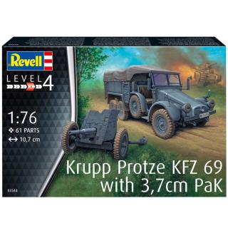 Revell Krupp Protze KFZ 69 With 3,7cm Pak Model Military tank 1:76, 61 dílů (Revell Krupp Protze KFZ 69 With 3,7cm Pak 1:76, 10,7cm, Model No.: 03344)