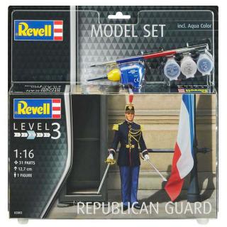 Revell Republican Guard Model Set figurky 1:16, 31 dílů + barvy + lepidlo + štětec (Revell REPUBLICAN GUARD 1:16, 12,7cm, LEVEL 3, Model No.: 62803)