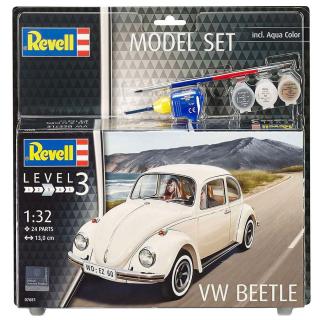 Revell VW Beetle (Kafer) Model kit Auto 1:32, 24 dílů + barvy + lepidlo + štětec (REVELL VW BEETLE 1:32, 13x4,9cm, LEVEL 3, Model No.: 67681)