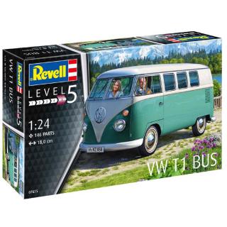 Revell VW T1 Bus Model kit Auto 1:24, 146 dílů (Revell VW T1 Bus 1:24, 18cm, LEVEL 5, Model No.: 07675)