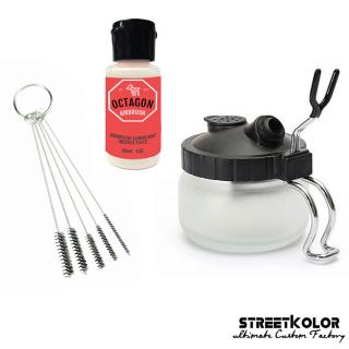 Sada na čištění airbrush pistolí s mazivem OCTAGON (FENGDA BD-777A, FENGDA BD-430, OCTAGON SUPER NEEDLE JUICE 30ml)