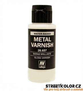 Vallejo 26.657 lesklý metalický lak pro airbrush barvy 60 ml (Vallejo Metal Colors)