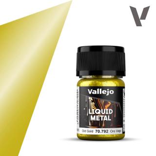 Vallejo 70.792 Liquid Metal Zlatá vysokolesklá airbrush barva 35 ml (70.792 VALLEJO LIQUID METAL OLD GOLD / ORO VIERO)