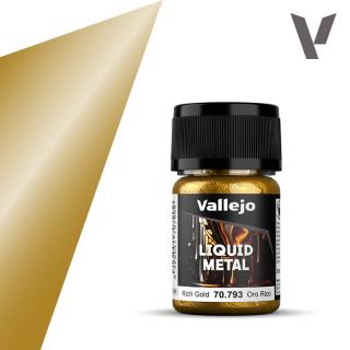 Vallejo 70.793 Liquid Metal Zlatá vysokolesklá airbrush barva 35 ml (70.793 VALLEJO LIQUID METAL RICH GOLD / ORO RICO)