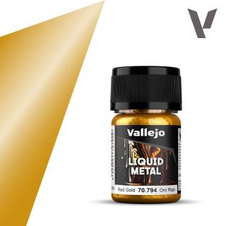 Vallejo 70.794 Liquid Metal Zlatá vysokolesklá airbrush barva 35 ml (70.794 VALLEJO LIQUID METAL RED GOLD / ORO ROJO)
