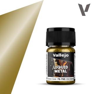 Vallejo 70.795 Liquid Metal Zlatá vysokolesklá airbrush barva 35 ml (70.795 VALLEJO LIQUID METAL GREEN GOLD / ORO VERDE)