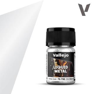 Vallejo 70.796 Liquid Metal Bíle Zlatá vysokolesklá airbrush barva 35 ml (70.796 VALLEJO LIQUID METAL WHITE GOLD / ORO BLANCO)