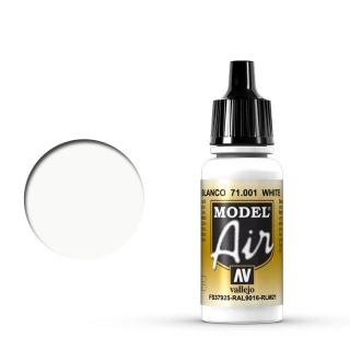 Vallejo 71.001 bílá akrylová airbrush barva 17 ml (VALLEJO MODEL AIR 71.001 WHITE / BLANCO / FS37925 / RAL9016 / RLM21 / 17ml / 0.57fl.oz)