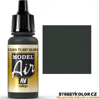 Vallejo 71.007 olivově zelená akrylová airbrush barva 17 ml (VALLEJO MODEL AIR 71.007 OLIVE GREEN / VERDE OLIVA 17 ml / 0.57 fl.oz)