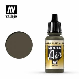 Vallejo 71.316 tmavá olivová zelená akrylová airbrush barva 17 ml (Vallejo N41 DARK OLIVE DRAB)
