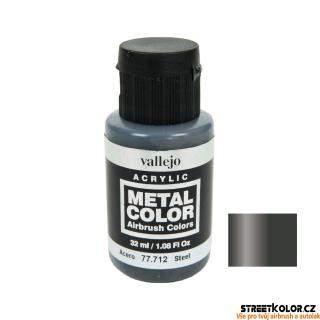 Vallejo 77.712 ocelová metalická airbrush barva 32 ml (Vallejo Metal Colors)