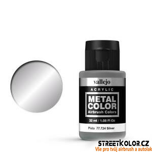 Vallejo 77.724 stříbrná metalická airbrush barva 32 ml (Vallejo Metal Colors)