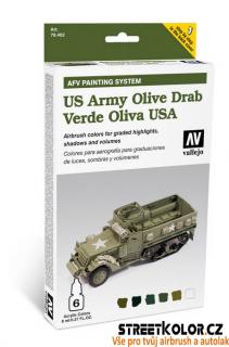 Vallejo 78.402 sada airbrush barev Army Olive Drab 6x8 ml (Model Air Army Olive Drab 78402)