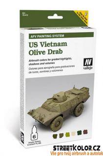 Vallejo 78.412 sada airbrush barev Vietnam Olive Drab set 6x8 ml (Model Air US Vietnam Olive Drab 78412)