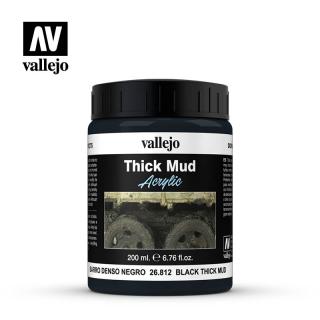 Vallejo Diorama Effects  BLACK THICK MUD - ČERNÉ BLATO,  200 ml (Vallejo  Black thick mud 26.812, BARRO NEGRO, ČIERNE BLATO)