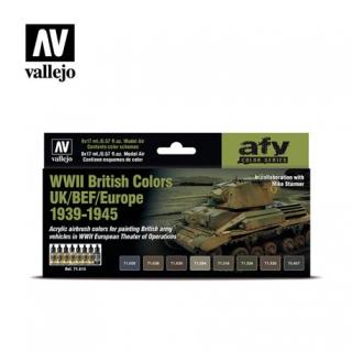 Vallejo sada 71.614 airbrush farieb WWII British Colors UK/BEF/Europe 1939-1945 (Vallejo WWII British Colors 1939-1945 71614)