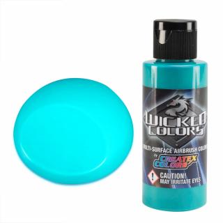 Wicked W019 Fluorescenční tyrkysová airbrush barva 60 ml (WICKED W019 AQUA FLUORESCENT AIRBRUSH PAINT)