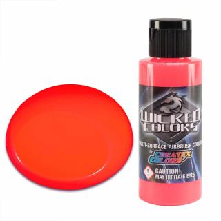 Wicked W022 Fluorescenční Červená airbrush barva 60 ml (Wicked W022 RED FLUORESCENT AIRBRUSH PAINT 2 fl.oz - 60ml)