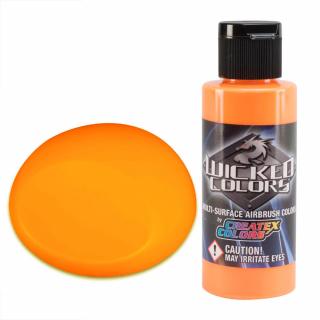 Wicked W025 Fluorescenční Oranžová airbrush barva 60 ml (Wicked W025 FLUORESCENT SUNBURST AIRBRUSH PAINT 2 fl. oz - 60ml )