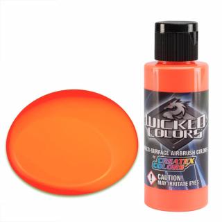 Wicked W027 Fluorescenční oranžová airbrush barva 60 ml (Wicked W027 FLUORESCENT ORANGE AIRBRUSH PAINT 2 fl. oz - 60ml)