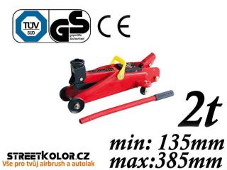 Zvedák hydraulický 2T pojízdný, až 385mm zdvih