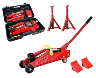 Zvedák hydraulický 2T v kufříku + stojanové podpěry + zajišťovací klíny, TORIN (TORIN 820050X BIG RED JACK COMBINATION KIT)