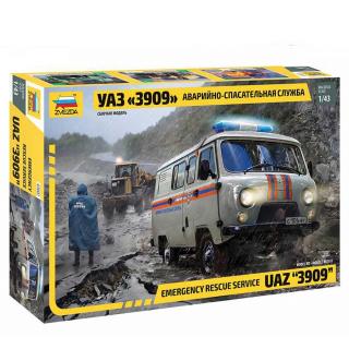 Zvezda Emergency Service UAZ quot;3909  Model Set auta 1:43, 66 dielov (***SKLADOM***POPIS PRIPRAVUJEME***)