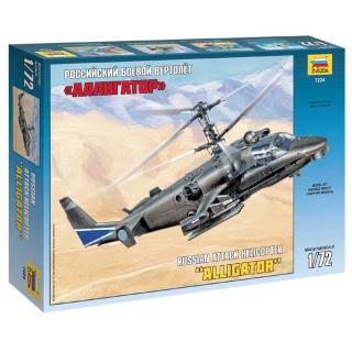 Zvezda Ruská útočná helikoptéra KAMOV KA-52  Alligator  Model Set vrtulníku 1:72, 123 dílů (ZVEZDA KAMOV KA-52  ALLIGATOR  RUSSIAN ATTACK HELICOPTER 1:72, 21cm, Model No.: 7224)