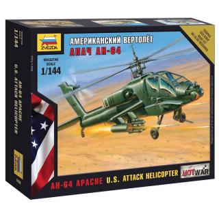 Zvezda Wargames (HW) H-64 Apache Model Set vrtulníku 1:144, 21 dílů (ZVĚZDA Wargames (HW) vrtulník - H-64 Apache 1:144, 10,5cm, Model No.: 7408)