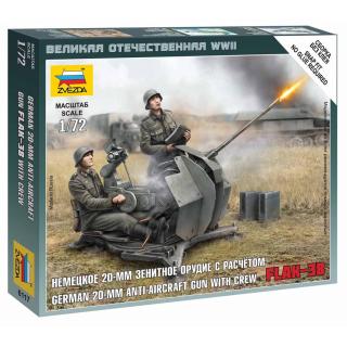 Zvezda Wargames (WWII) German Anti-Aircraft Gun with Crew Model Set kulometu 1:72, 20 dílů (***SKLADOM***POPIS PRIPRAVUJEME***)