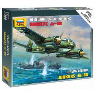 Zvezda Wargames (WWII) German Bomber Junkers Ju 88 A-4 Model Set letadla 1:200, 20 dílů (***SKLADOM***POPIS PRIPRAVUJEME***)